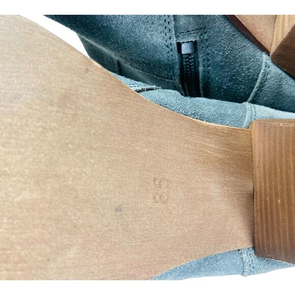 Diba Sophia Womens Gray Suede Ankle Booties Zip Block Heels Snap Button US 8.5 - Picture 9 of 10